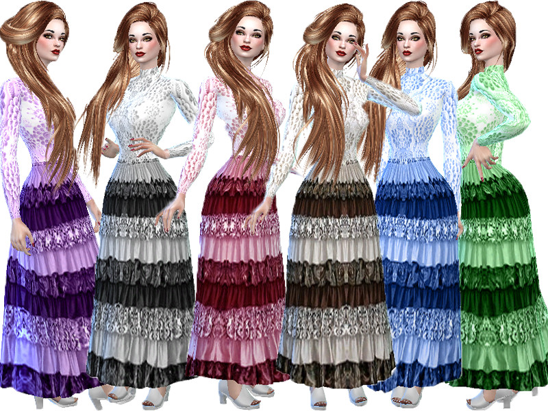 Sims 4 The Sims Resource | Frill and lace dress (City living) by TSR Creator