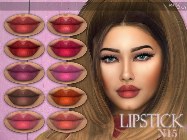 Sims 4 — [MH] Lipstick N15 by MagicHand — --16 available colors-- --Compatible with HQ settings-- --CAS thumbnail--