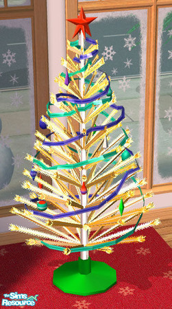 Sims 2 — Retro Christmas - Gold Tree by Shannanigan — Recolor. Requires Aluminum Christmas Tree mesh.