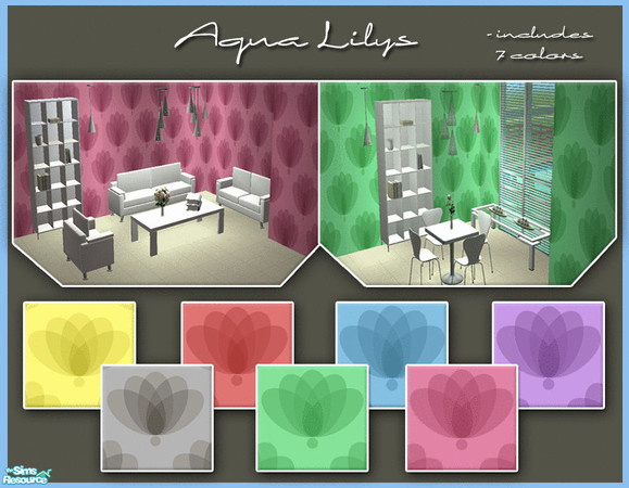 Sims 2 — Aqua Lilys by elmazzz — Includes 7 colors