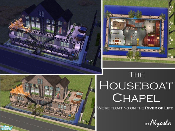 Sims 2 — The Houseboat Chapel by Alyosha — Looking for a place where you can get married IN THE MIDDLE OF THE WATER? Then