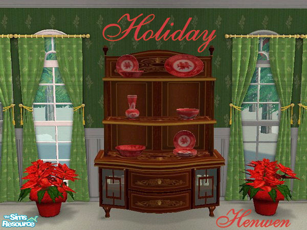 Sims 2 — Red Chinaware 02 by Henwen — *NEEDS MESH* Cashcraft\'s china in Holiday RED.