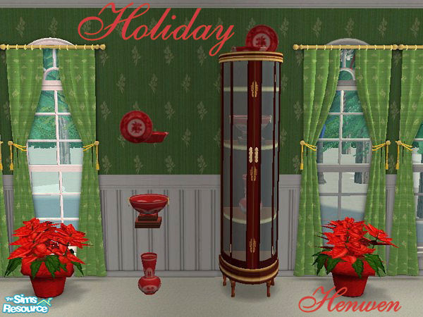 Sims 2 — Red Decoware by Henwen — *NEEDS MESH* Cashcraft\'s china in Holiday RED.