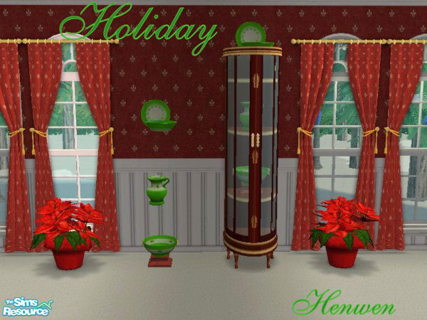 Sims 2 — Antique Green Decopitcher by Henwen — *NEEDS MESH* Cashcraft\'s china in Holiday Green.