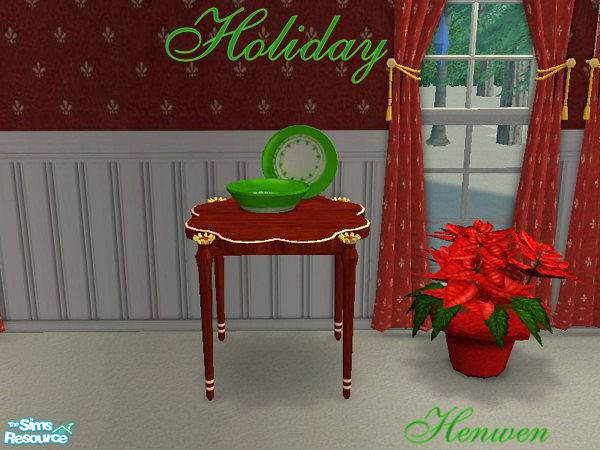 Sims 2 — Antique Green Plate Bowl by Henwen — *NEEDS MESH* Cashcraft\'s china in Holiday Green.