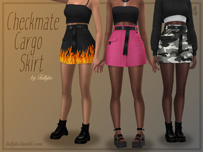 Sims 4 — Trillyke - Checkmate Cargo Skirt by Trillyke — Belted high-waisted cargo miniskirts in solids and some fun