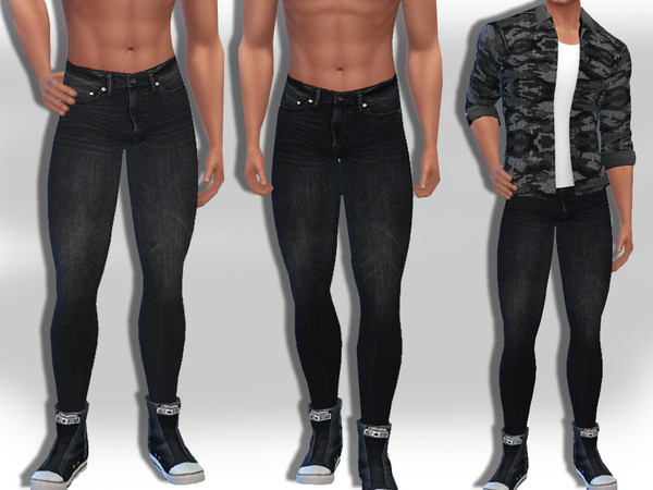 The Sims Resource - Male Sims Dark Fit Jeans