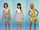Sims 4 — Girls' Floral Patterned Dress by ommlette — Patterned dress for children with seven swatches.