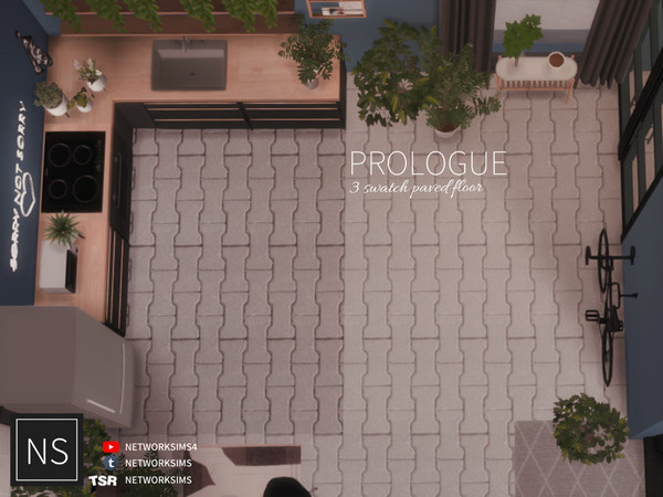 Sims 4 — Networksims - Prologue Paver Floor by networksims — Concrete pavers in three grey colour swatches.