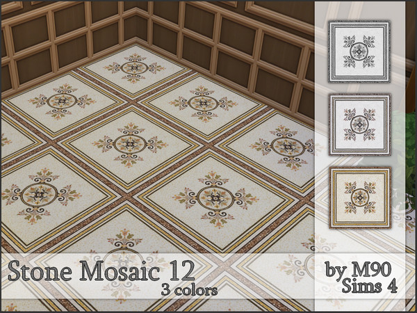 Sims 4 — M90 Stone Mosaic 12 by Mircia90 — Stone mosaic in 3 colors. Oryginal graphics by Koziel [gray recolor by me]