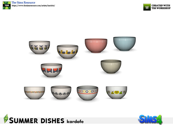 Sims 4 — kardofe_Summer dishes_Bowls by kardofe — Small, stackable bowl in ten color options 