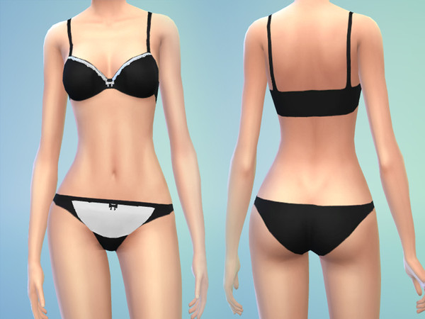 Sims 4 — Maid Bikini by Kizaragy —  Contain : -Maxis Match -1 Swatches -All LODs -CAS Top &amp;amp;amp;amp;amp;