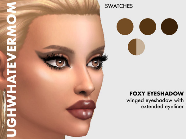 Sims 4 — UghWhateverMom - Foxy Eyeshadow by ughwhatevermom — A winged eyeshadow + eyeliner combo that gives a lifted