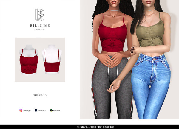 The Sims Resource - Slinky Ruched Side Crop Top
