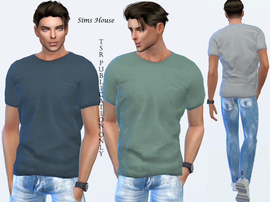 The Sims Resource - Men's t-shirt, unprinted, not tucked