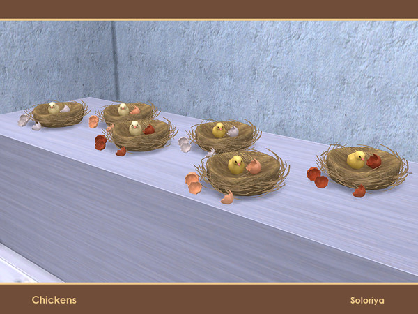 Sims 4 — Chickens. Chick in a Nest with Eggshell by soloriya — Decorative chick in a nest with eggshell. Part of Chickens