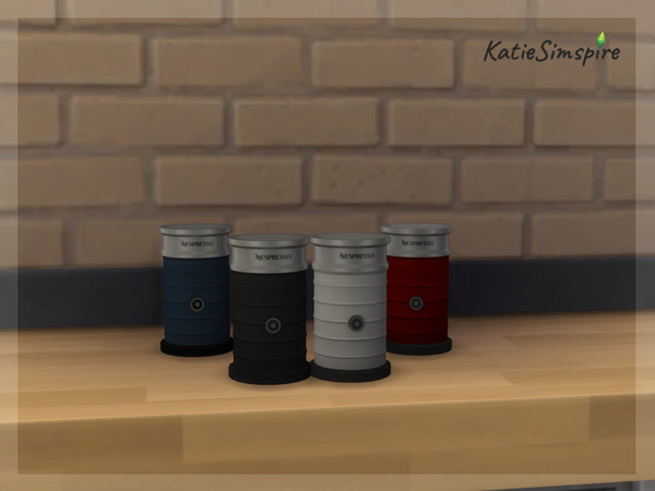 Sims 4 — Nespresso Aeroccino by Katiesimspire — Nespresso Aeroccino decoration: 4 swatches: - black - white - blue - red