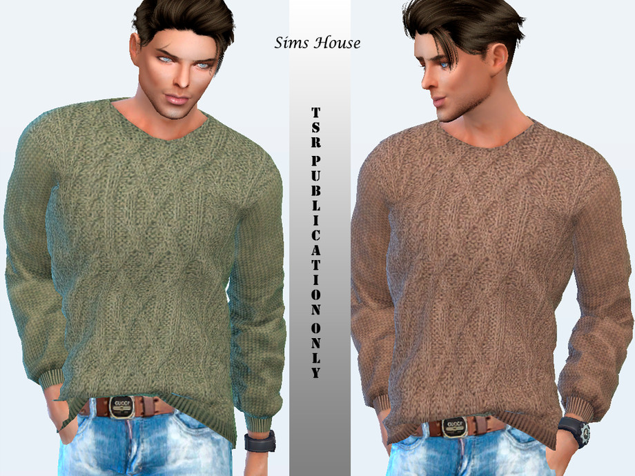The Sims Resource - Men's sweater knitted a complex pattern