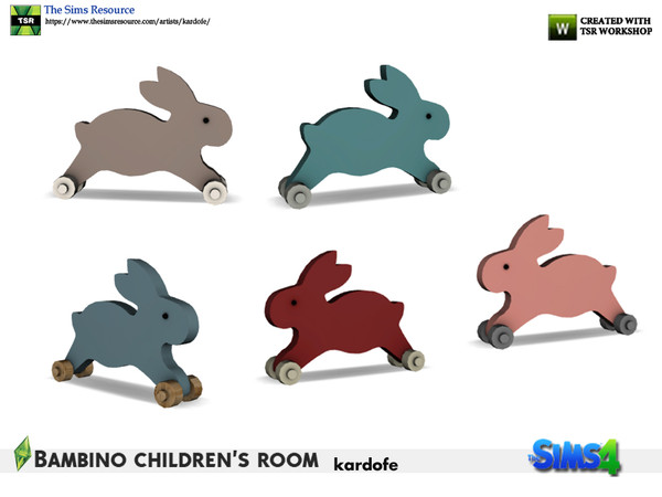Sims 4 — kardofe_Bambino children's room _Bunny by kardofe — Wheeled bunny, decorative, in five color options 