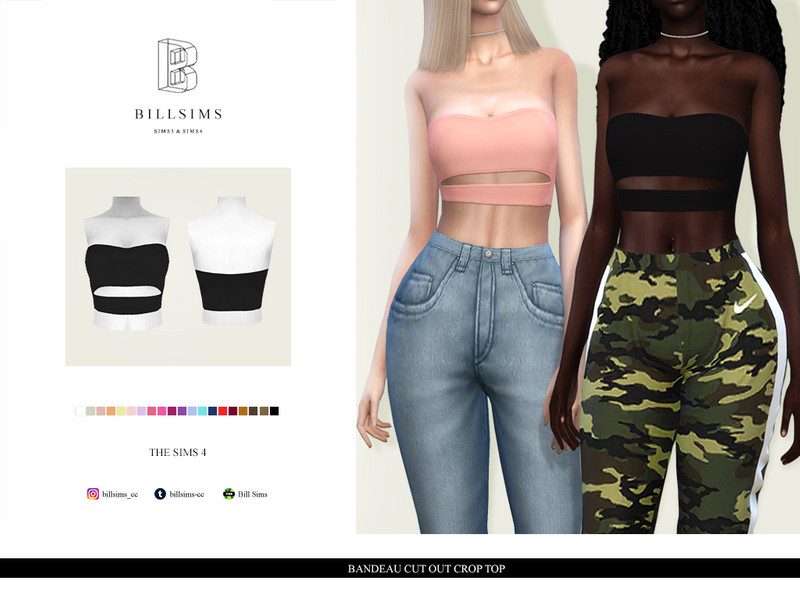 The Sims Resource - Bandeau Cut Out Crop Top