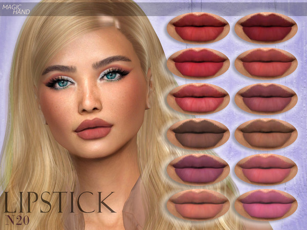 Sims 4 — [MH] Lipstick N20 by MagicHand — --20 available colors-- --Compatible with HQ settings-- --CAS thumbnail--
