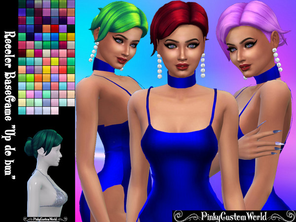 Sims 4 — Recolor of Up do bun (basegame) by PinkyCustomWorld — - Recolor in 96 different colors - Custom Thumbnail -