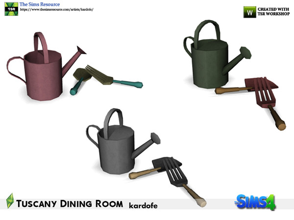 Sims 4 — kardofe_Tuscany Dining Room_Watering can by kardofe — Small decorative group with a watering can and two garden