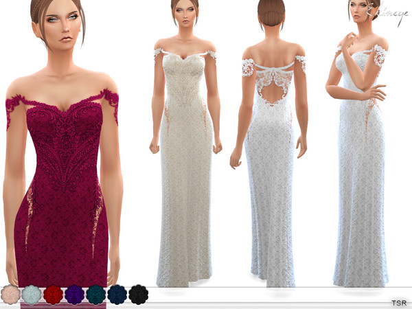 The Sims Resource - Off The Shoulder Lace Gown