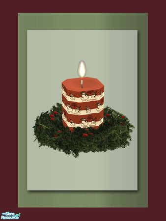 Sims 2 — Christmas Candle - Wreath Snowy by Shakeshaft — Part of a set of Christmas Candles set in a Wreath to brighten