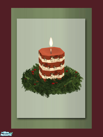 Sims 2 — Christmas Candle - Wreath Light Green by Shakeshaft — Part of a set of Christmas Candles set in a Wreath to