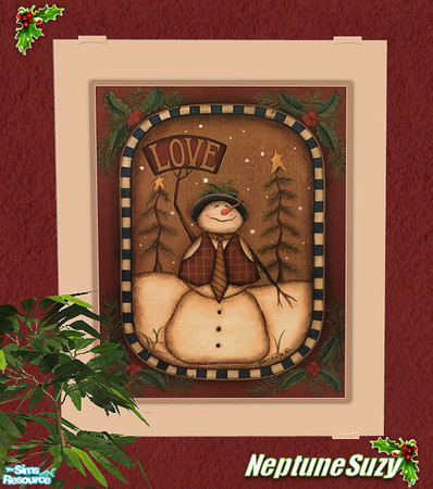 Sims 2 — NSC Painting - Wintery Snowman 4 by Neptunesuzy — Your Sims will love this Chritmas Painting! Enjoy!