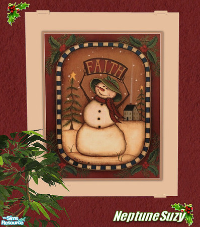 Sims 2 — NSC Painting - Wintery Snowman 3 by Neptunesuzy — Your Sims will love this Chritmas Painting! Enjoy!