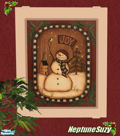 Sims 2 — NSC Painting - Wintery Snowman 2 by Neptunesuzy — Your Sims will love this Chritmas Painting! Enjoy!