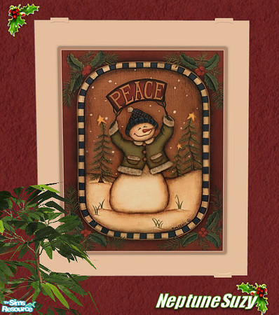 Sims 2 — NSC Painting - Wintery Snowman 1 by Neptunesuzy — Your Sims will love this Chritmas Painting! Enjoy!