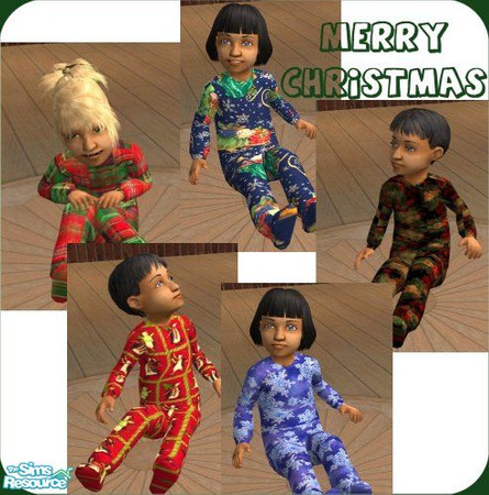 Sims 2 — Christmas Toddler Pajamas by scatterjoy — This is a set of unisex Christmas pjs for toddlers.