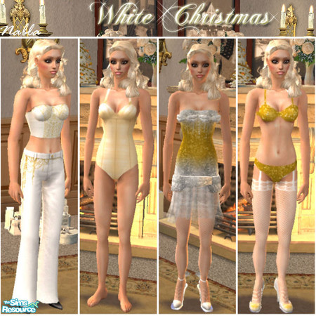 Sims 2 — White Christmas by nablanabla — A set of four different outfits perfect for christmas. Meshes from