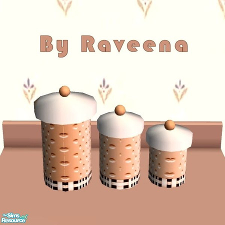 Sims 2 — Peaches and Cream Cannisters by Raveena — Part of the Peaches & Cream kitchen. You need Buntah's mesh for