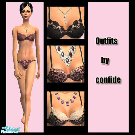 Sims 2 — Lingerie Set by confide — Set of 4 undies. No EP required ! Requires no mesh !