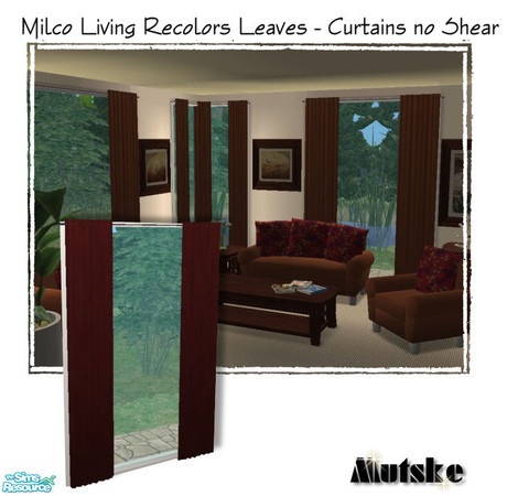Sims 2 — Milco  Leaves - Curtain No Shear by Mutske — Milco Living matchable curtains. Mesh by Padre333. Available in 7