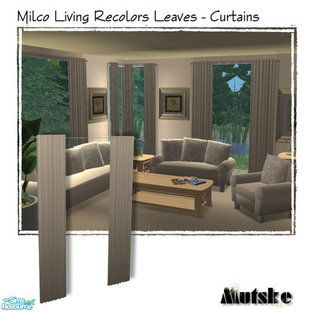 Sims 2 — Milco  Leaves Beige - Curtain by Mutske — Milco Living matchable curtains. Mesh by Padre333. Available in 7