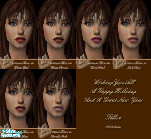 Sims 2 — Christmas Kisses Lip Collection by lilloz — Perfect for under the mistletoe