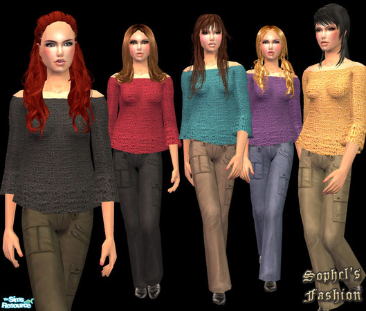 Sims 2 — SO_Collection_158 by Sophel21 — cargo pants and wool shirt/pullover for adult female Sims. REQ. "T047"