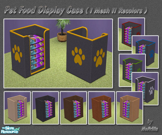 Sims 2 — Pet Food Display Case (Mesh & Recolors) by NoFrills — This set contains one mesh and eleven recolors, please