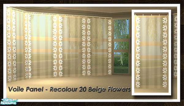 Sims 2 — Voile Panel - Recolour 20 Beige Flowers by simtomatic — Big, cheerful light beige flower embroidery on the beige