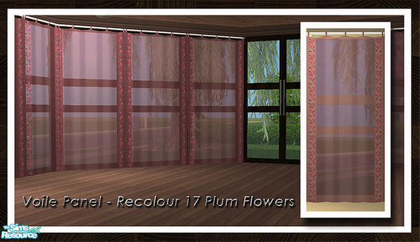 Sims 2 — Voile Panel - Recolour 17 Plum Flowers by simtomatic — Pretty plum and dark pink flowers and leaves on the plum