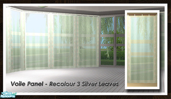 Sims 2 — Voile Panel - Recolour 3 Silver Leaves by simtomatic — Delicate silver leaf pattern on the pale aqua voile