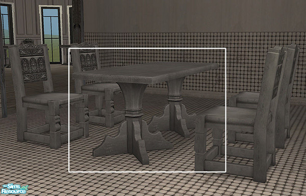 Sims 2 — "Infected" Recolor of Medieval Table by BeOSBoxBoy — A severely weathered and faded recolour of the