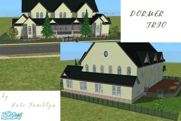 Sims 2 — 3x3 Med DormerTrio - 4BR+5BA Unfurnished by Kate139 — Large airy open-plan rooms in this home. This is the