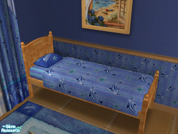 Sims 2 — light yellow wood bedframe by NNNsims2 — From Blue small sea bedroom set
