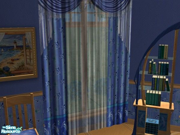 Sims 2 — Curtains blue with dolphin  by NNNsims2 — Curtains blue with dolphin - recolor curtains from Ellis. Needed mesh
